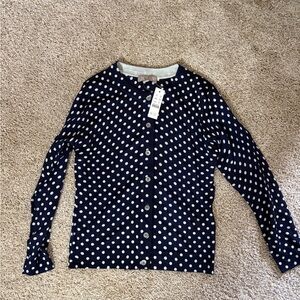 J. Crew Navy and White Polka Dot Sweater